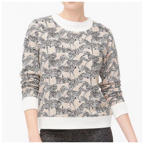 J Crew Zebra Animal Printed Crewneck 